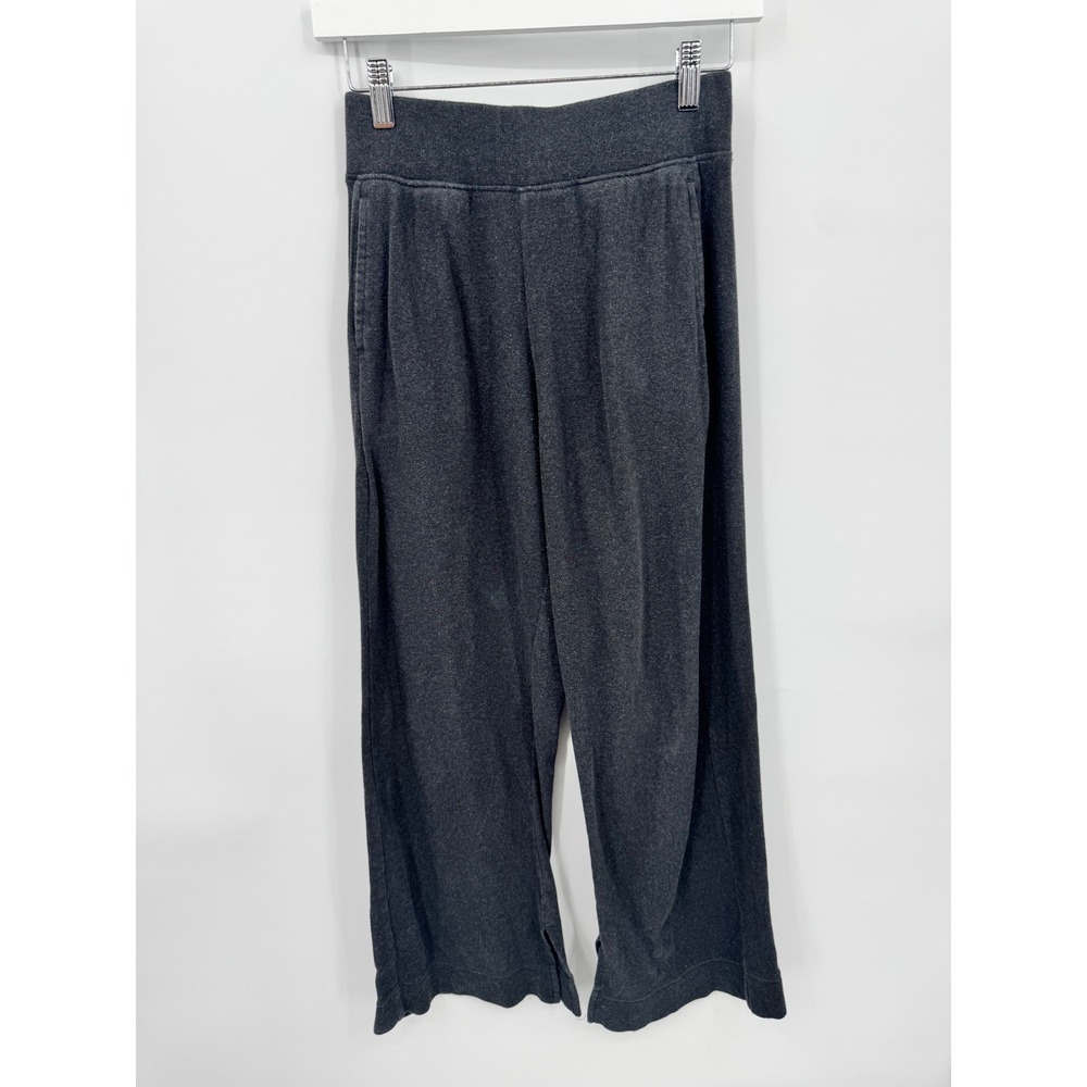 Pact Wide Leg Pants Women S Charcoal Gray Organic Cotton High Rise Slit Hem